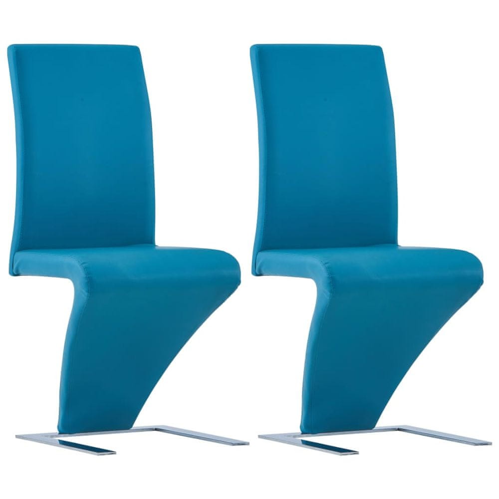 Petromila vidaXL Jedálenské stoličky, cikcakový tvar 2 ks, modré, umelá koža